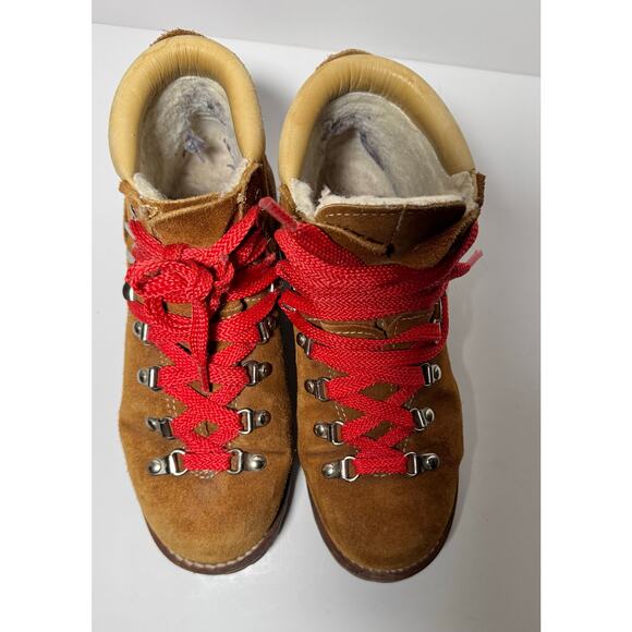 Vintage 70s Mont Blanc Hiking Boots‎ Leather Sherpa Lined Vibram Men 7B/Women 9 main image 6